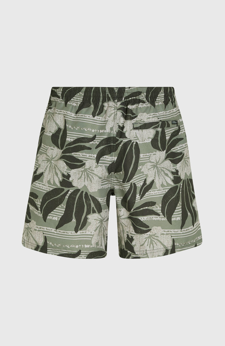 Cali Floral 16'' Swim Shorts | Green Dusty Flower