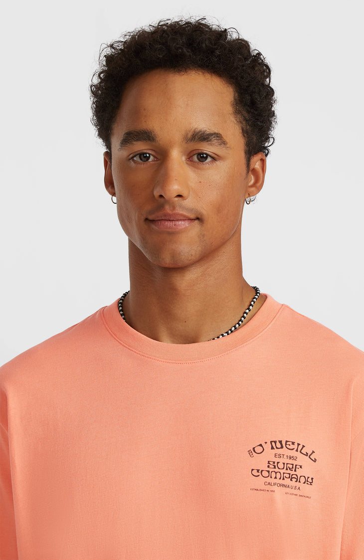 Melange Chest Print T-Shirt | Funky Peach