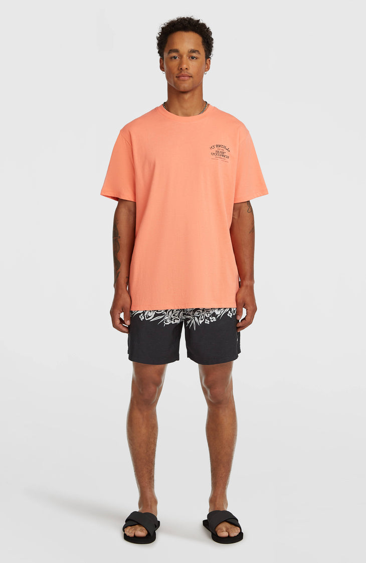 Melange Chest Print T-Shirt | Funky Peach