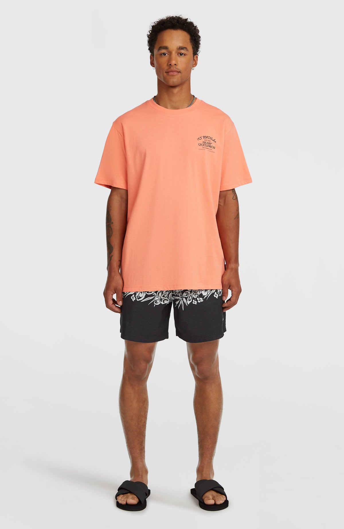 Melange Chest Print T-Shirt | Funky Peach