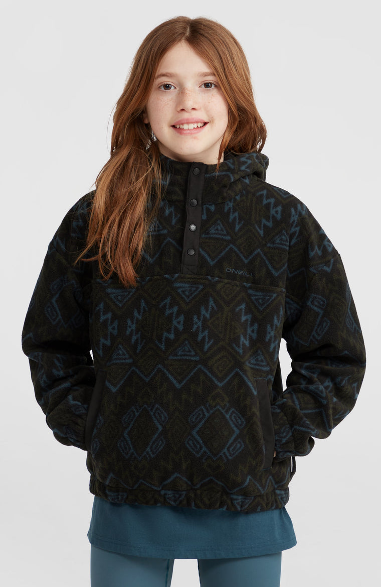 Superfleece Half-Zip Hoodie | Black Retro Ikat Superfleece Half-Zip Hoodie | Black Retro Ikat