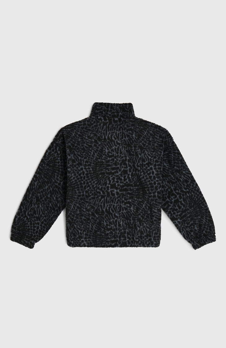 High-Pile Full-Zip Fleece | Black Animalica