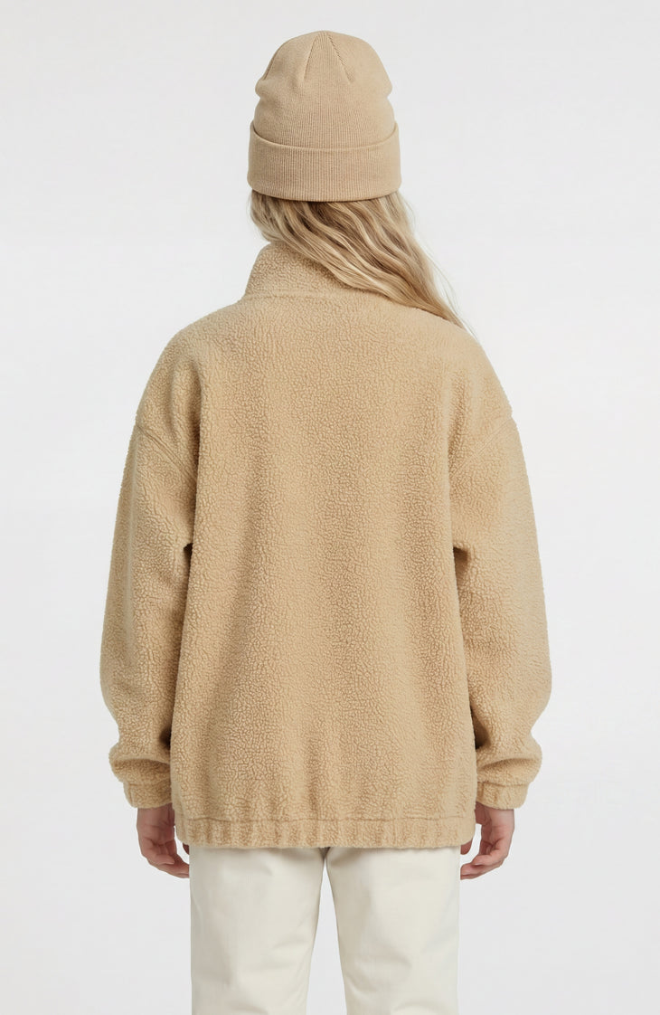 High-Pile Full-Zip Fleece | Olive Blush