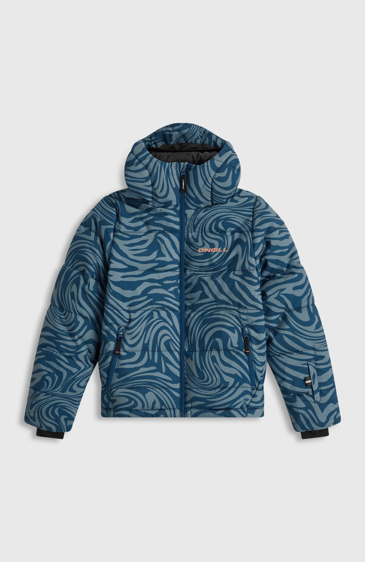 FWC'Cruz Puffer Snow Jacket | Blue Swirl Zebra