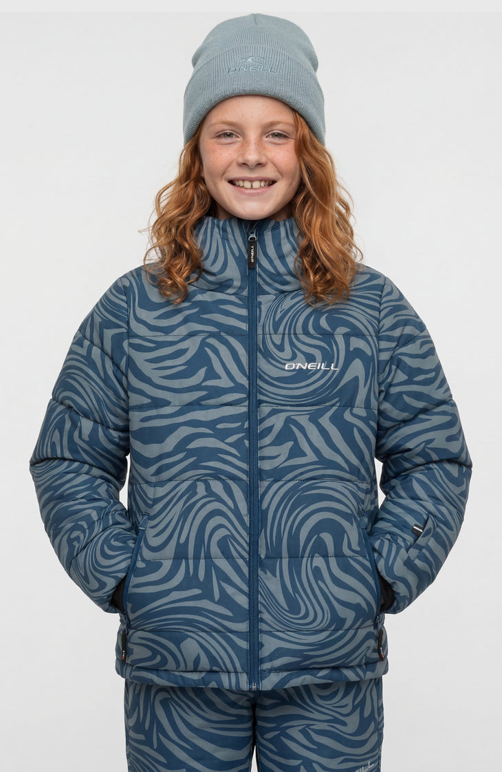 FWC'Cruz Puffer Snow Jacket | Blue Swirl Zebra