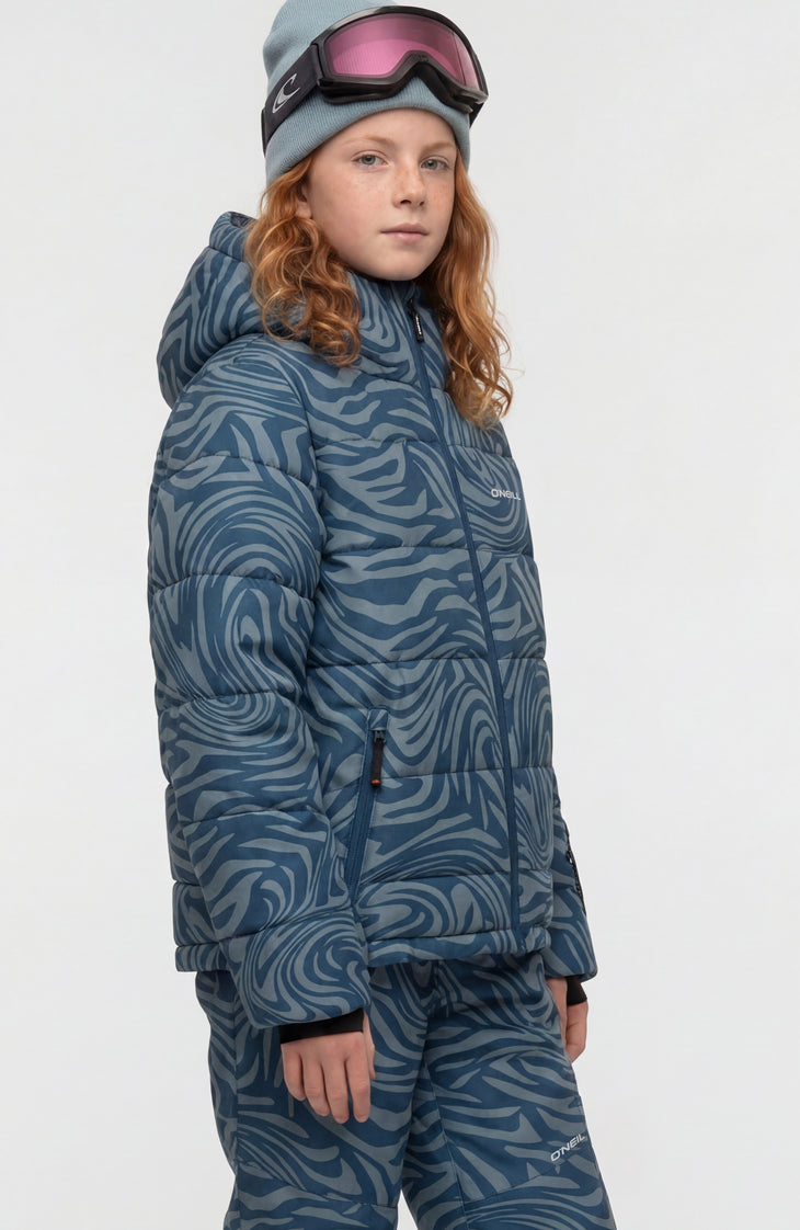 FWC'Cruz Puffer Snow Jacket | Blue Swirl Zebra