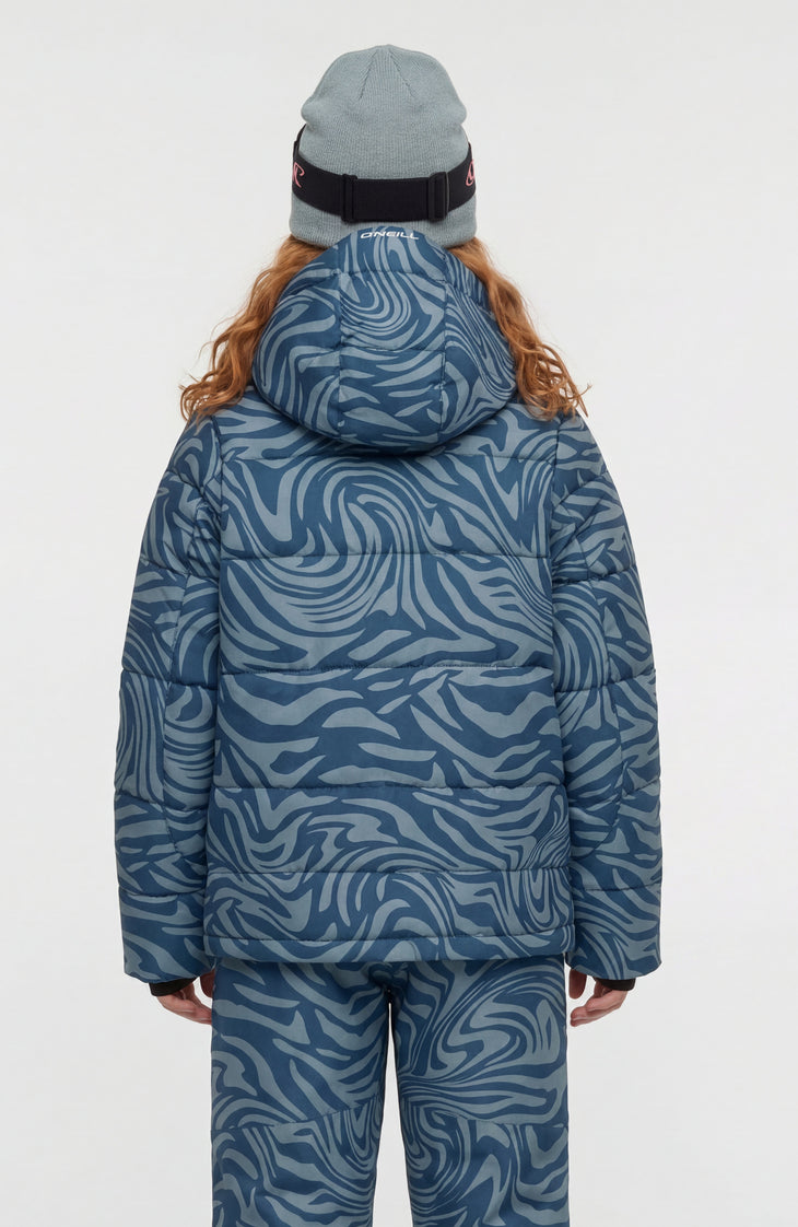 FWC'Cruz Puffer Snow Jacket | Blue Swirl Zebra