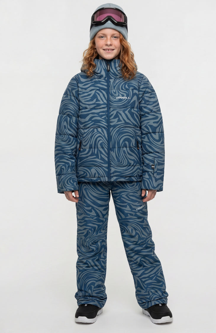 FWC'Cruz Puffer Snow Jacket | Blue Swirl Zebra