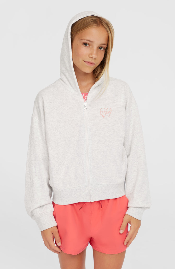 Script Falf-Zip Hoodie | White Melange