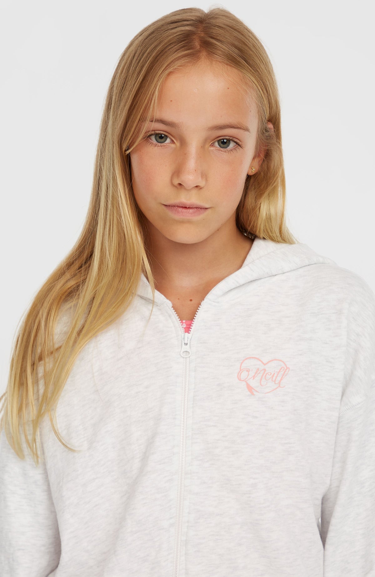 Script Falf-Zip Hoodie | White Melange