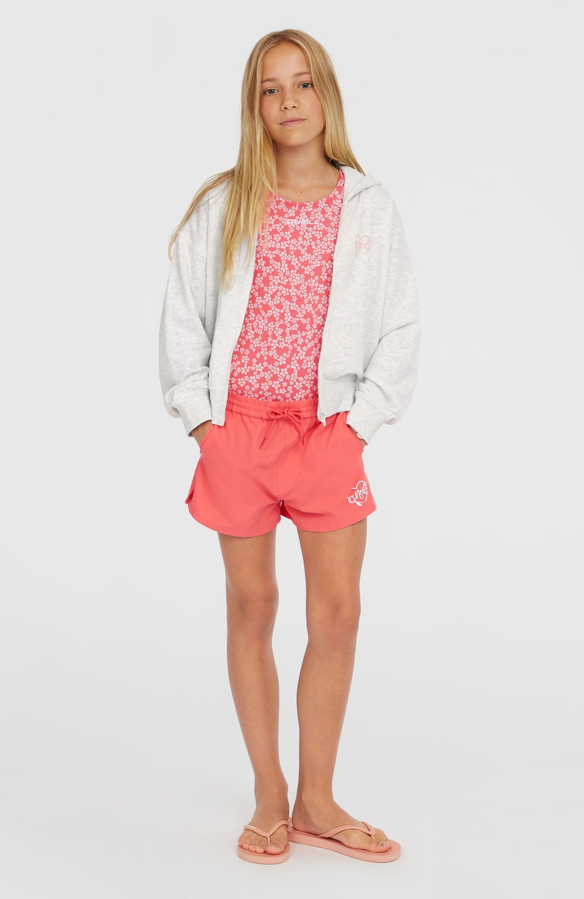 Script Falf-Zip Hoodie | White Melange