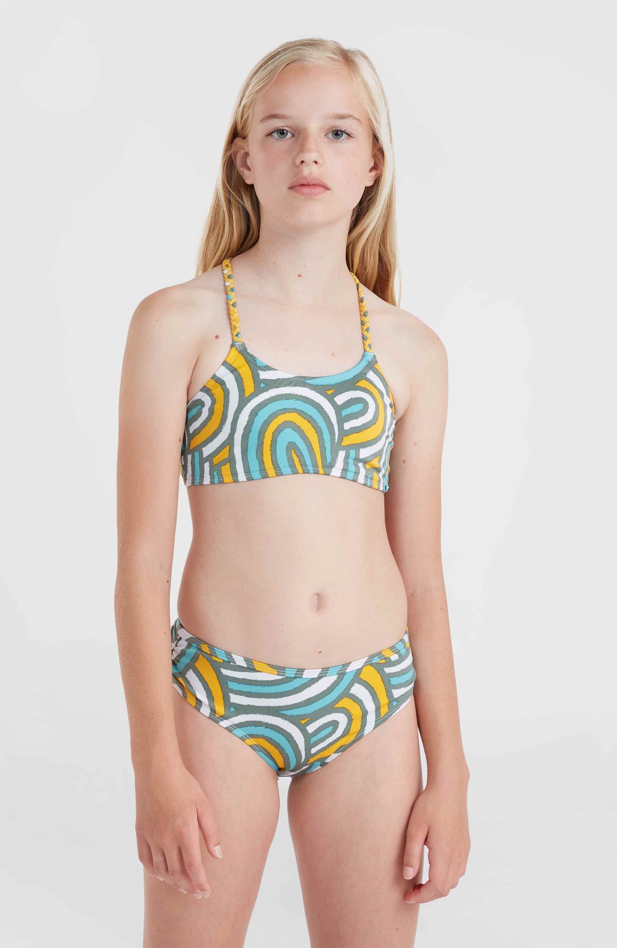 Mix and Match Tropics Bikini Set | Blue Rainbow Stripe