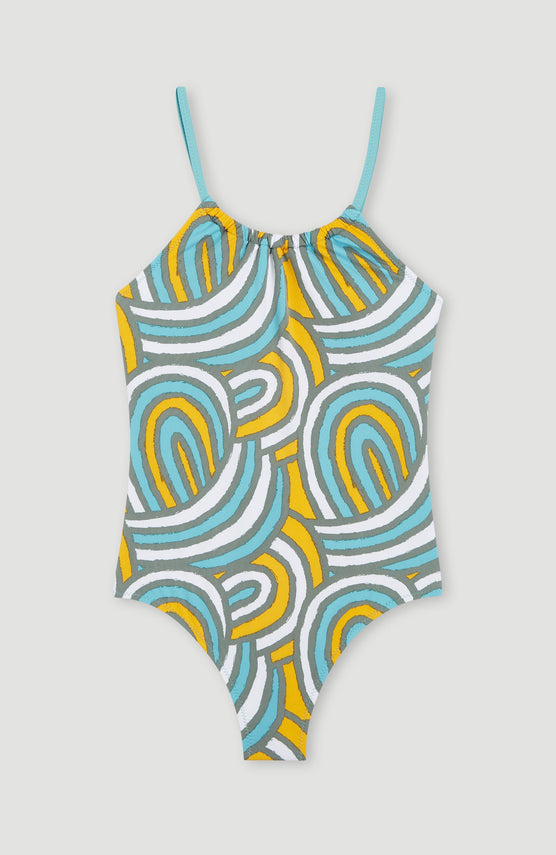 Mix and Match Cali Swimsuit | Blue Rainbow Stripe