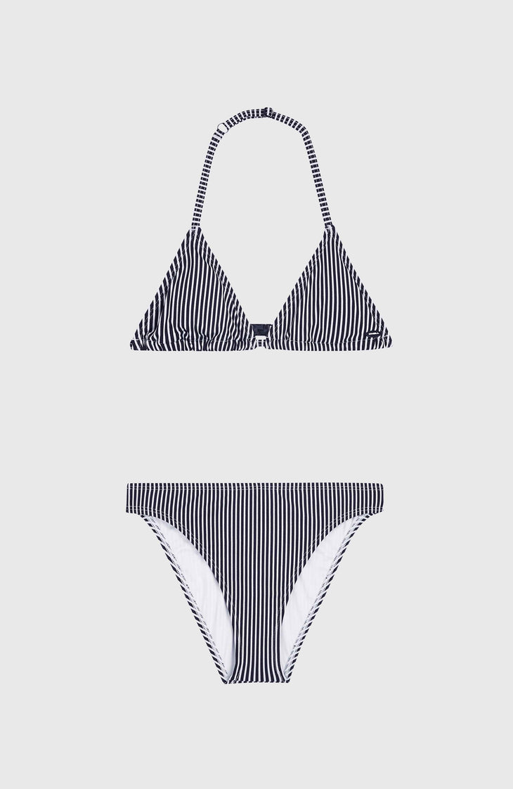 Essentials Triangle Bikini Set | Black Simple Stripe