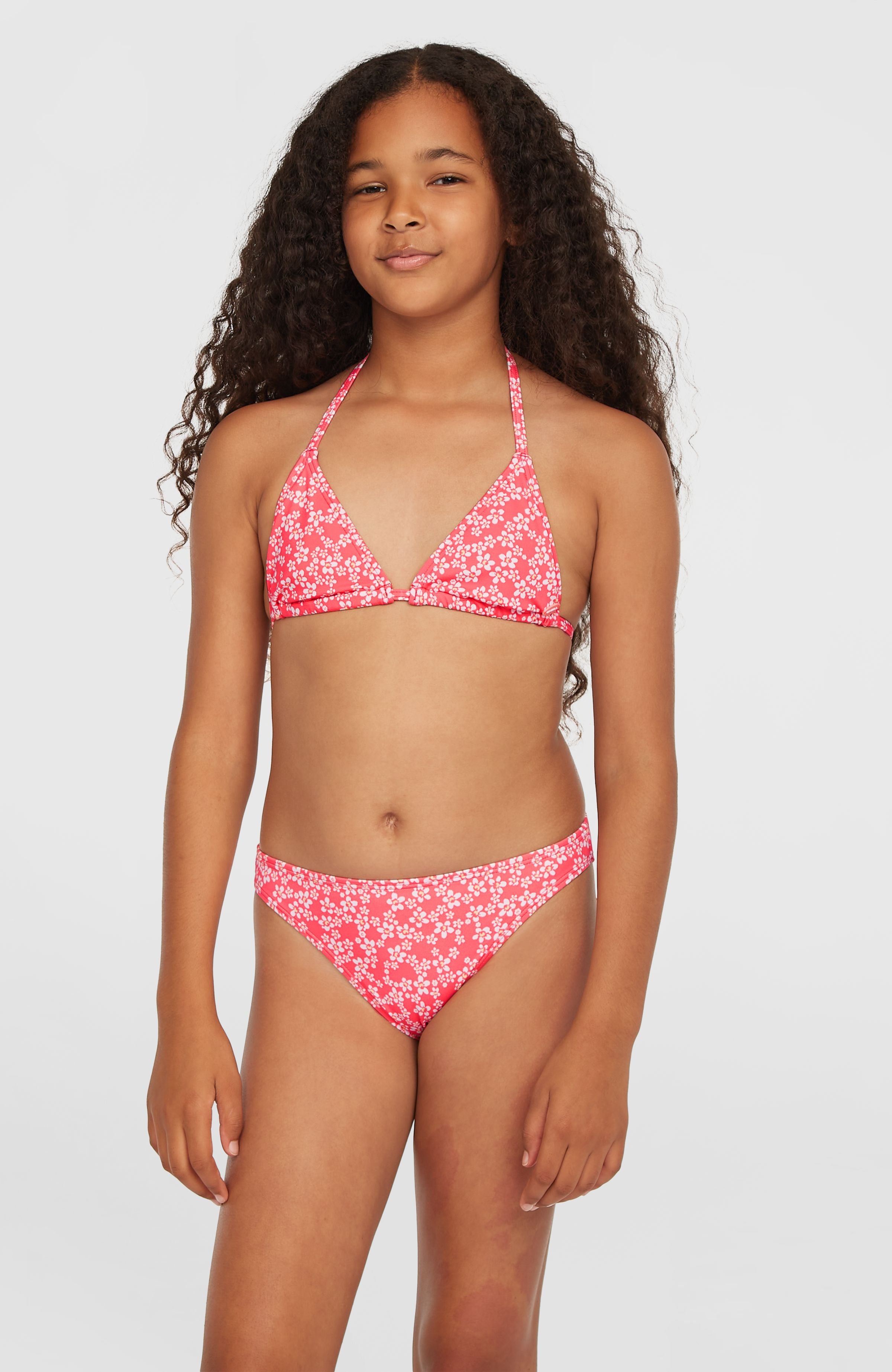 Maillot De Bain Fille Triangle 6-16 Ans - Ensemble Bikini 3 Pièces Tropical Removable Padded Haut + Tanga Ado