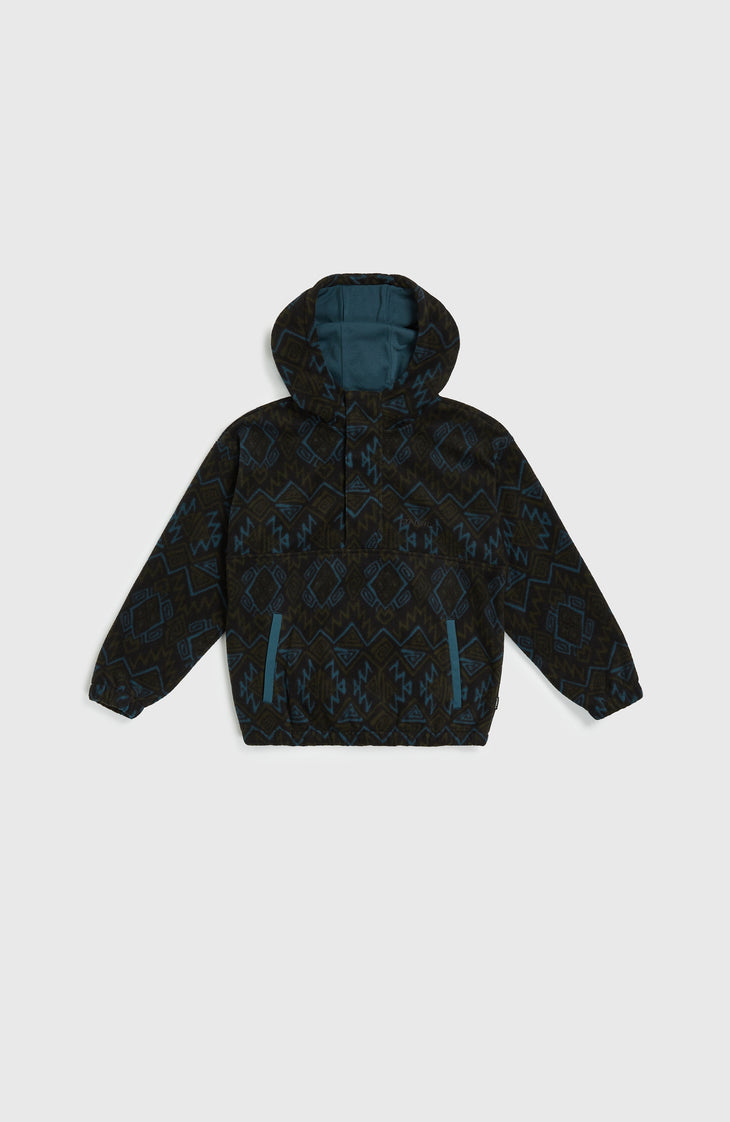 Superfleece Half-Zip Hoodie | Black Retro Ikat