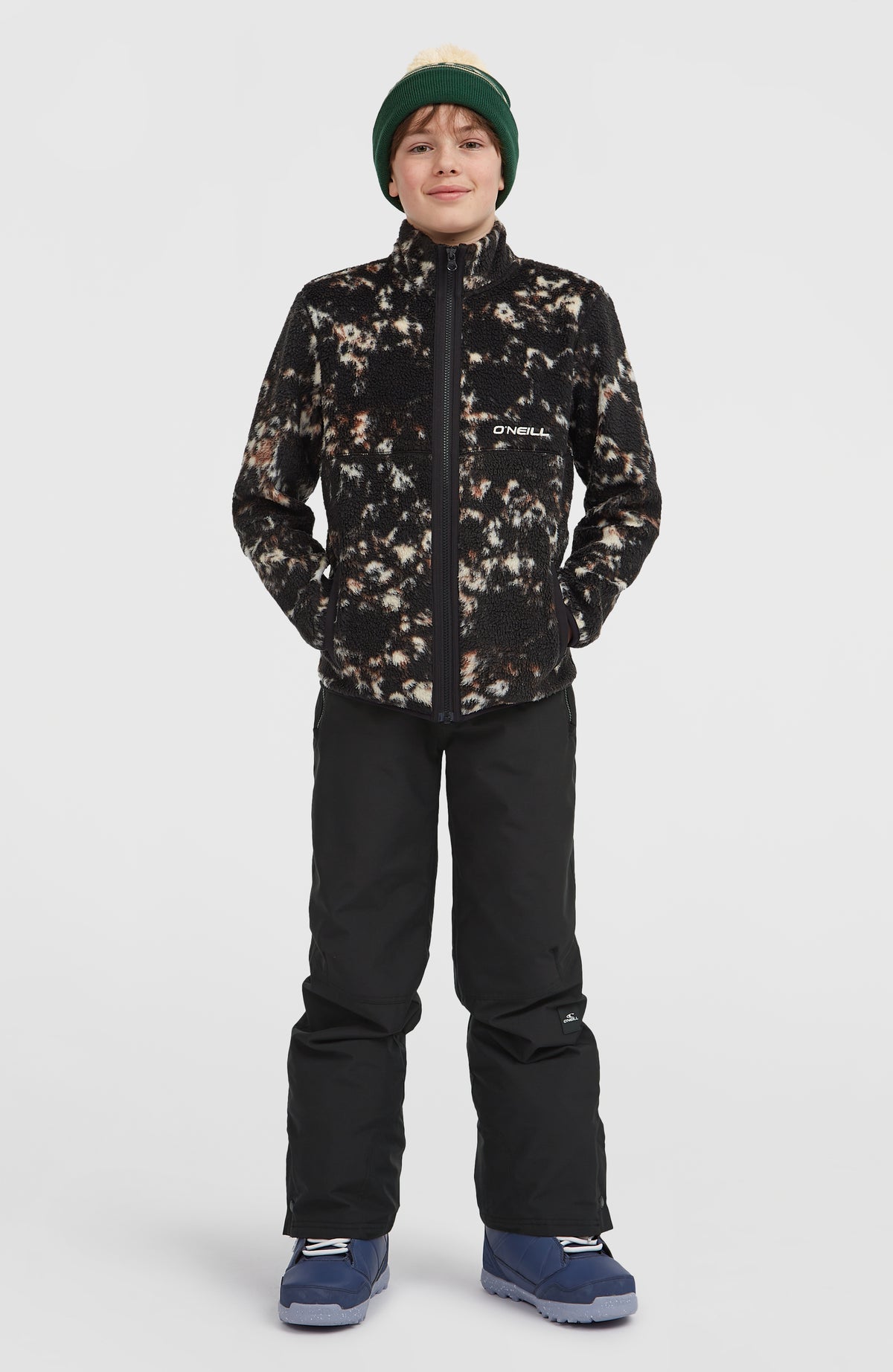 High-Pile Full-Zip Fleece | Black/Beige Quarry