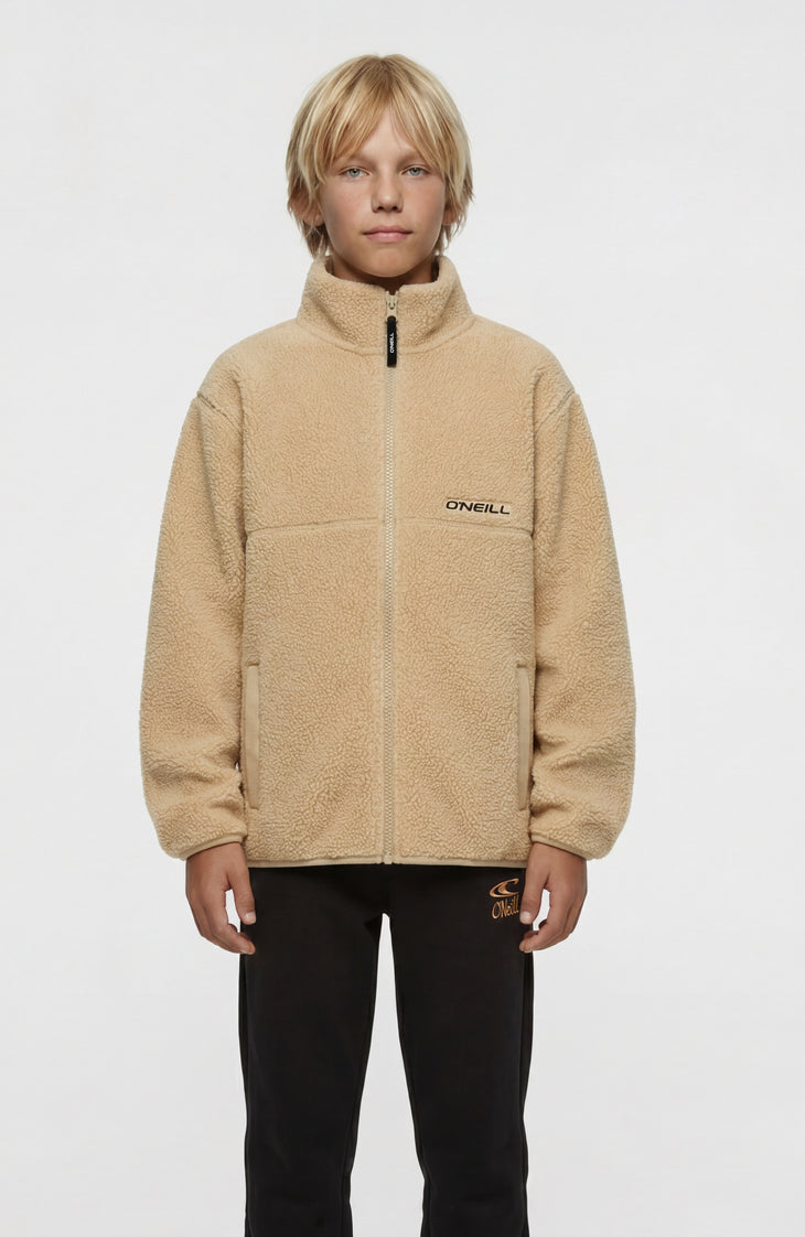 High-Pile Full-Zip Fleece | Olive Blush