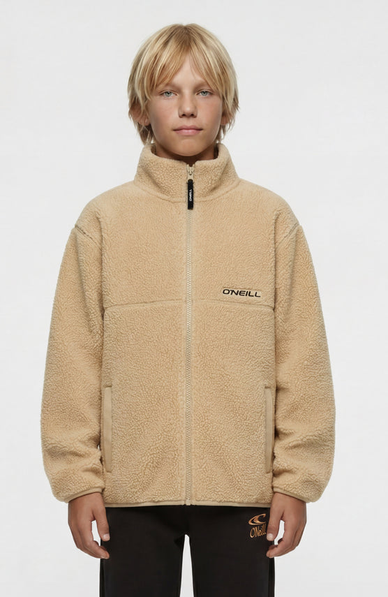 High-Pile Full-Zip Fleece | Olive Blush