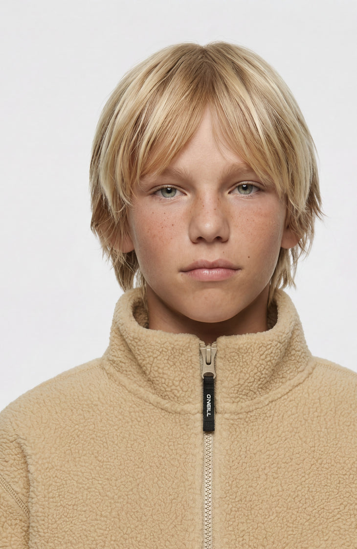 High-Pile Full-Zip Fleece | Olive Blush
