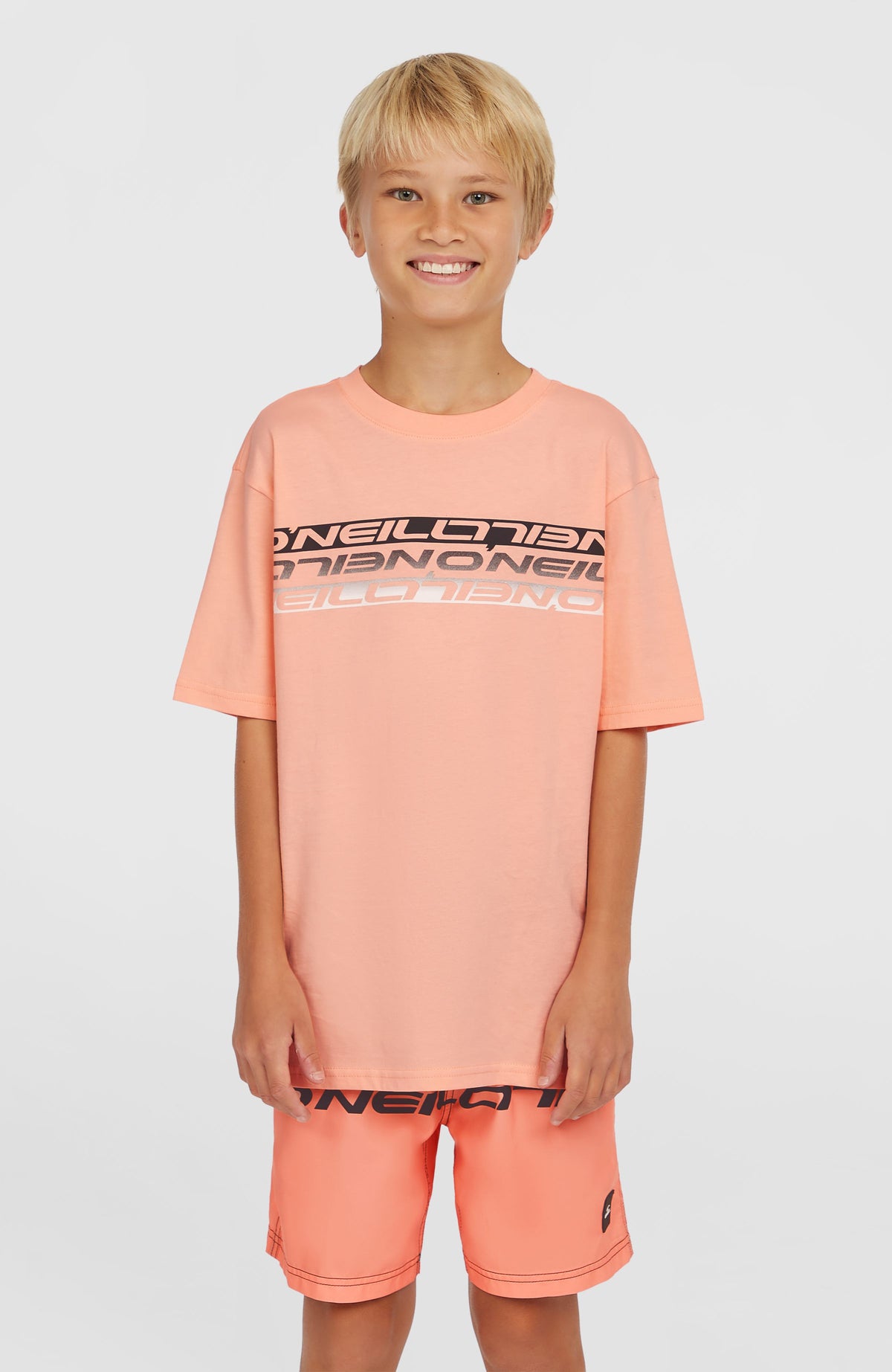 Cali Stripe 14'' Swim Shorts | Coral Upside Down