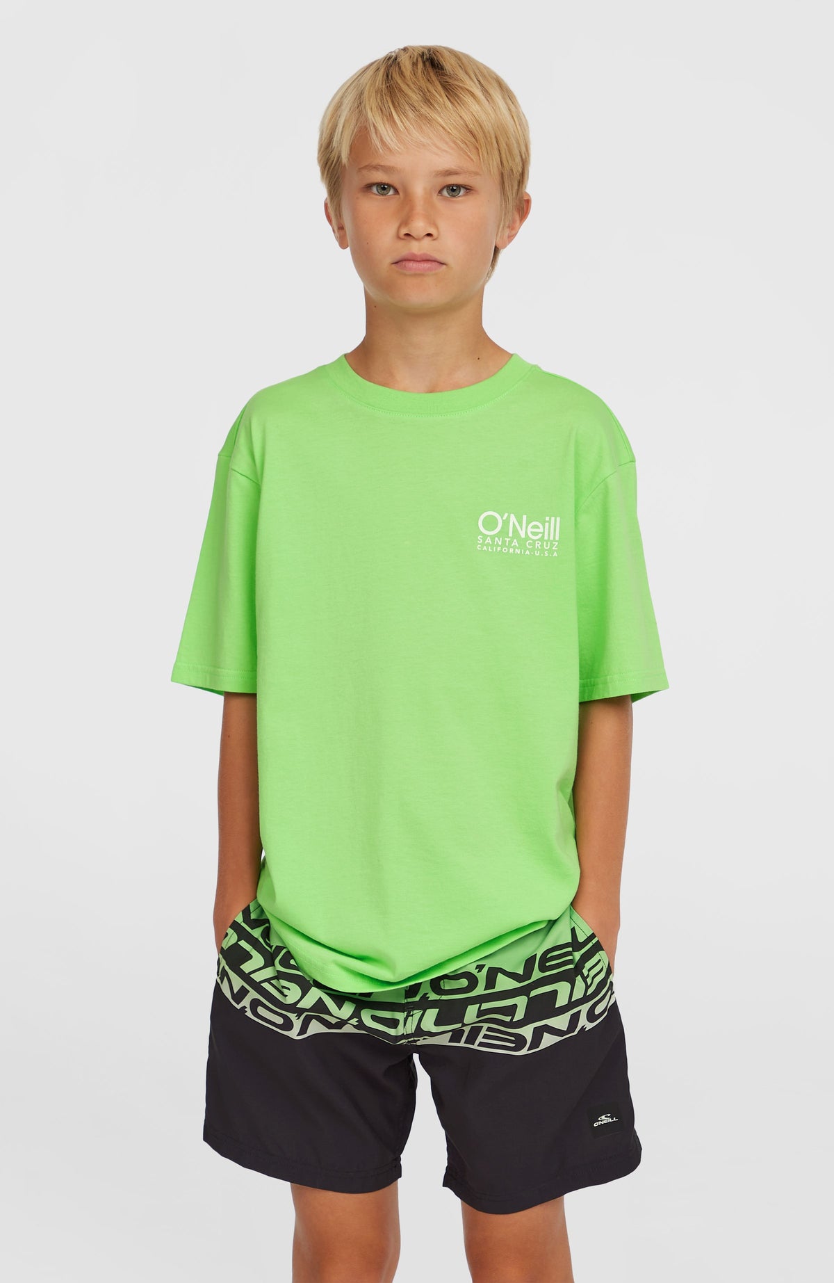 Cali Stripe 14'' Swim Shorts | Green Upside Down