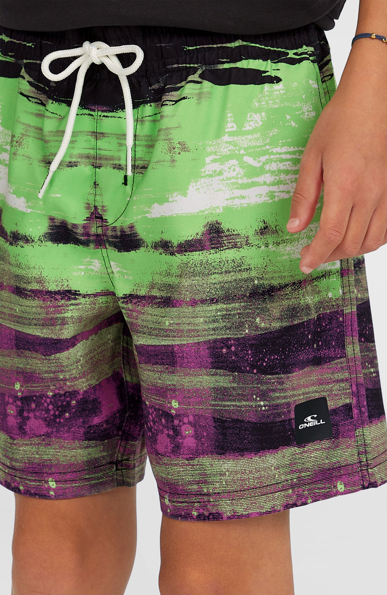 Cali Gradient 14'' Swim Shorts | Black Melted Stripe Boys Cali Gradient 14'' Swim Shorts | Black Melted Stripe Boys