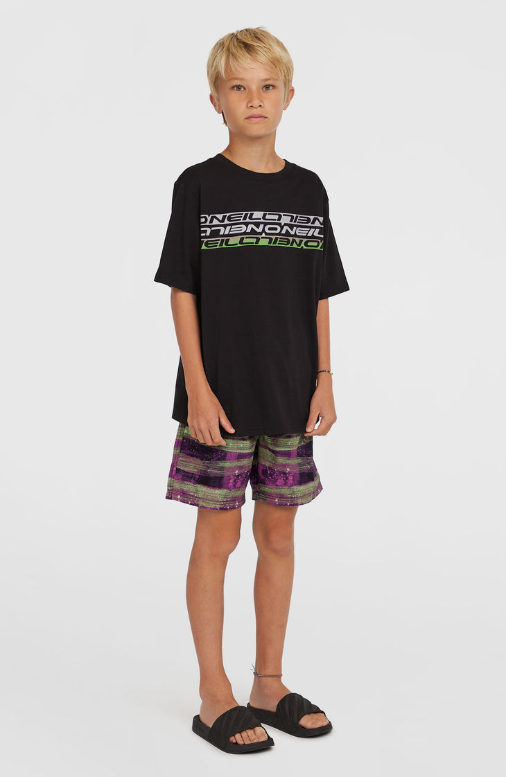 Cali Gradient 14'' Swim Shorts | Black Melted Stripe Boys