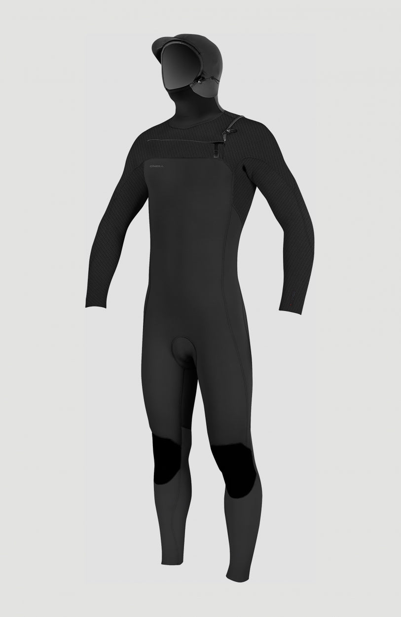 Hyperfreak Plus 5/4mm Chest Zip Full Wetsuit w/Hood | BLACK/BLACK