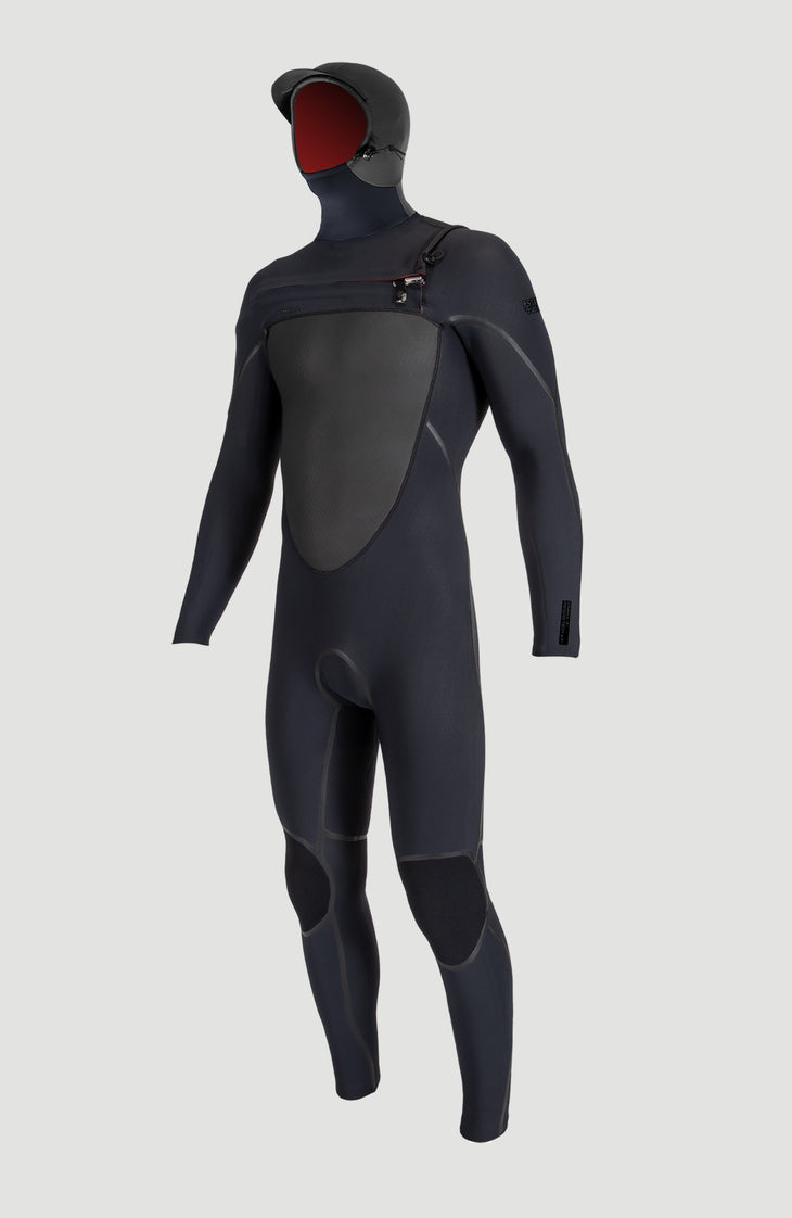 Psycho Tech 6/4mm Chest Zip Full Wetsuit with Hood | BLACK/BLACK