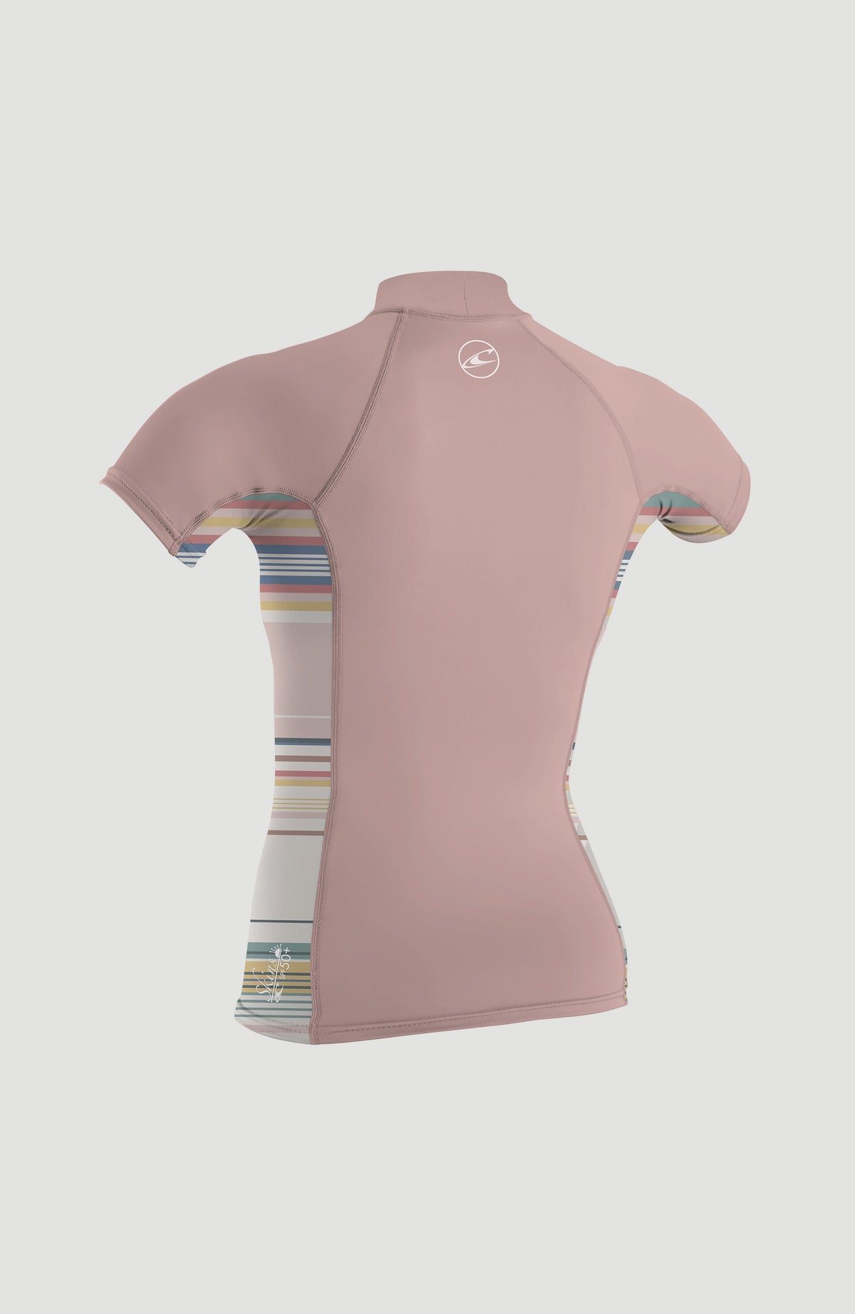 Premium Shortsleeve Skin Turtleneck Rash Guard | PEONY/BAJA STRIPE/PEONY