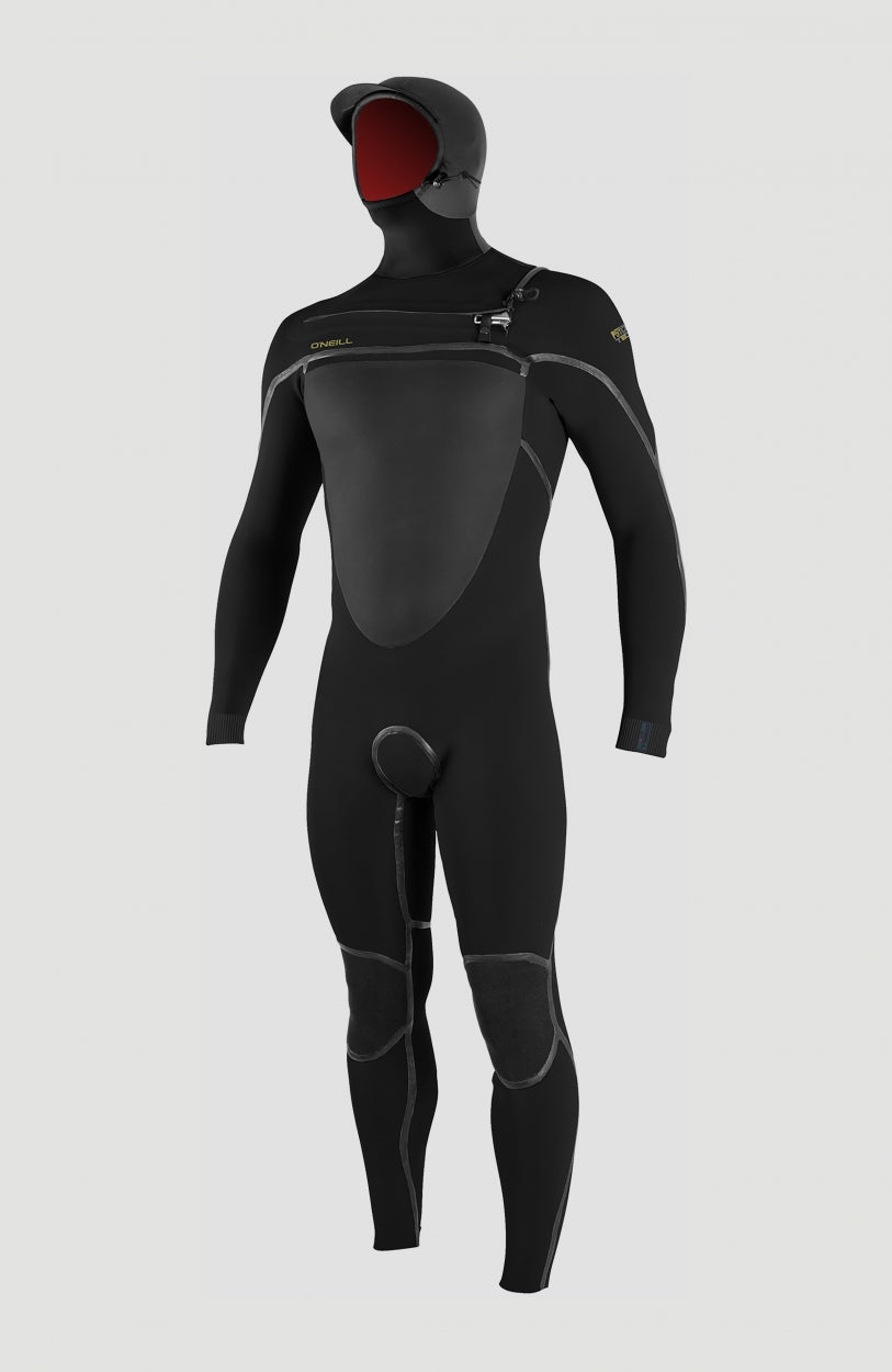 Psycho Tech 6/4mm Chest Zip Hood | BLACK/BLACK