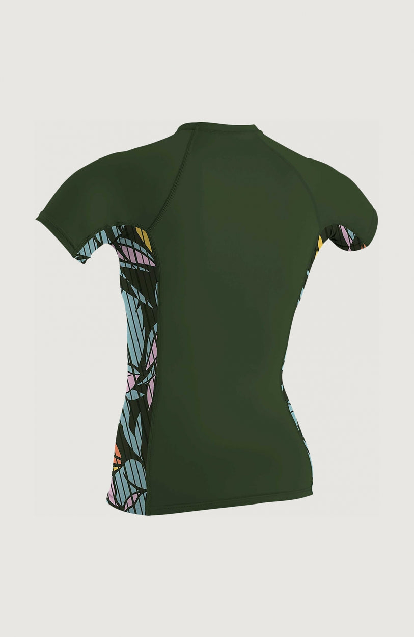 Side Print Short Sleeve Rash Guard | Dark Green