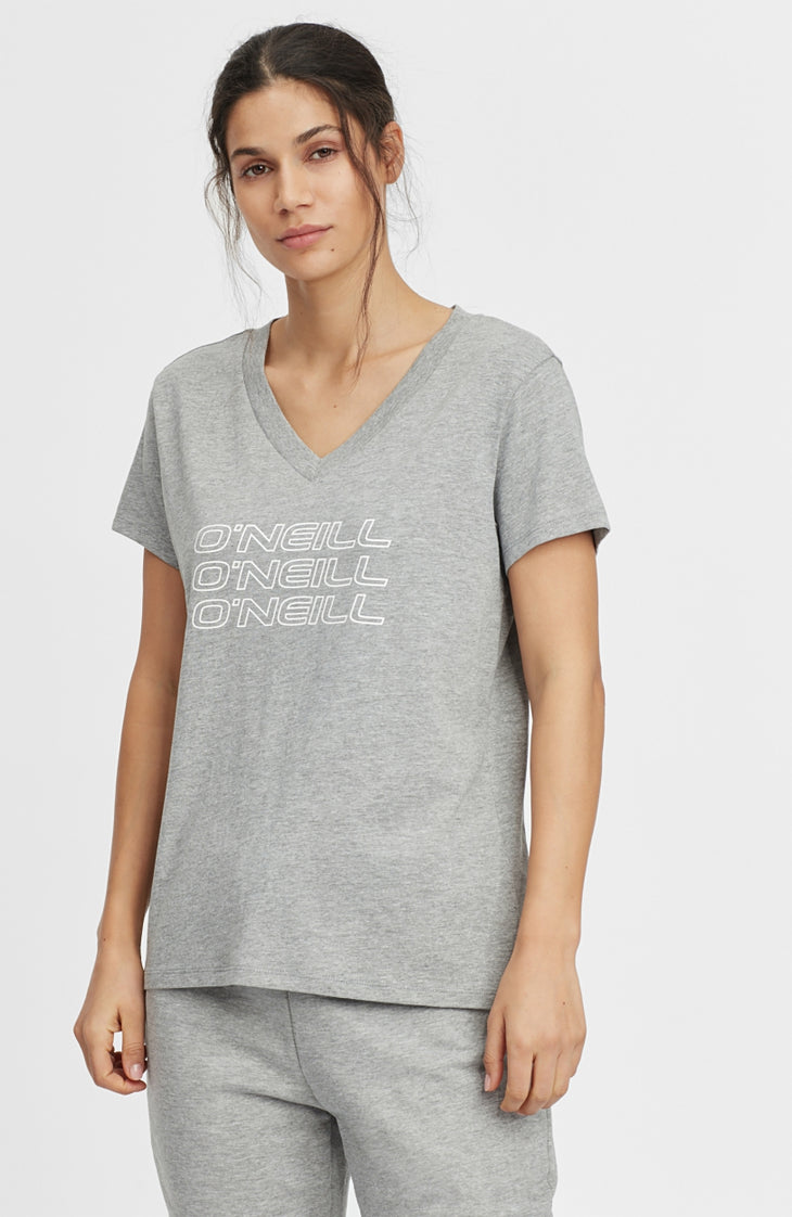 Triple Stack V-Neck T-Shirt | Silver Melee -A