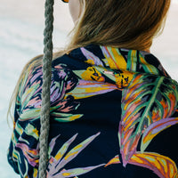 Cali Beach Shirt | Black Tropical Flower