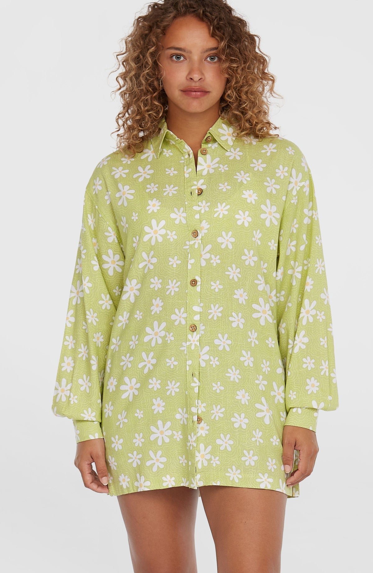 Beach Vintage Long Shirt | Green Daisyline