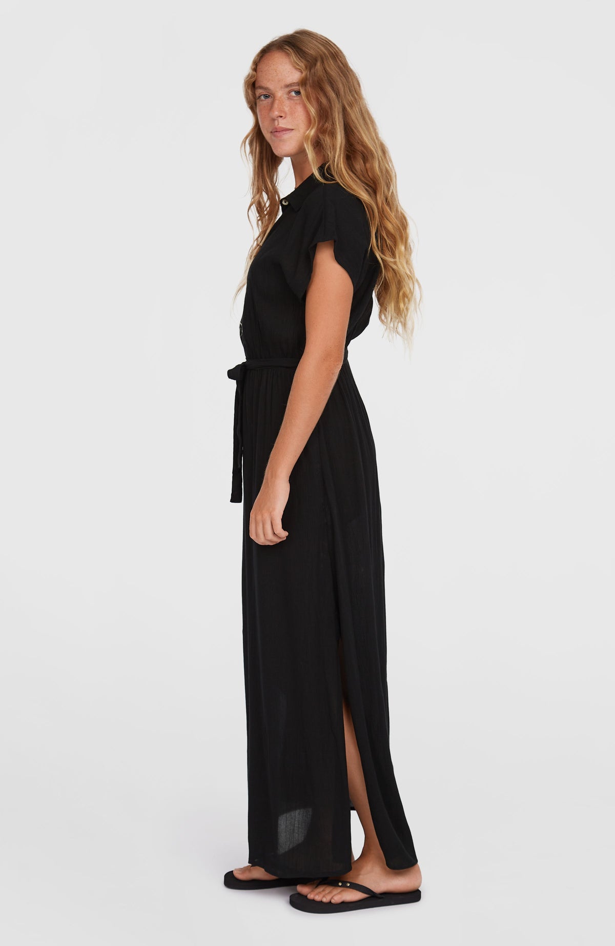 Lori Maxi Shirt Dress | Black Out