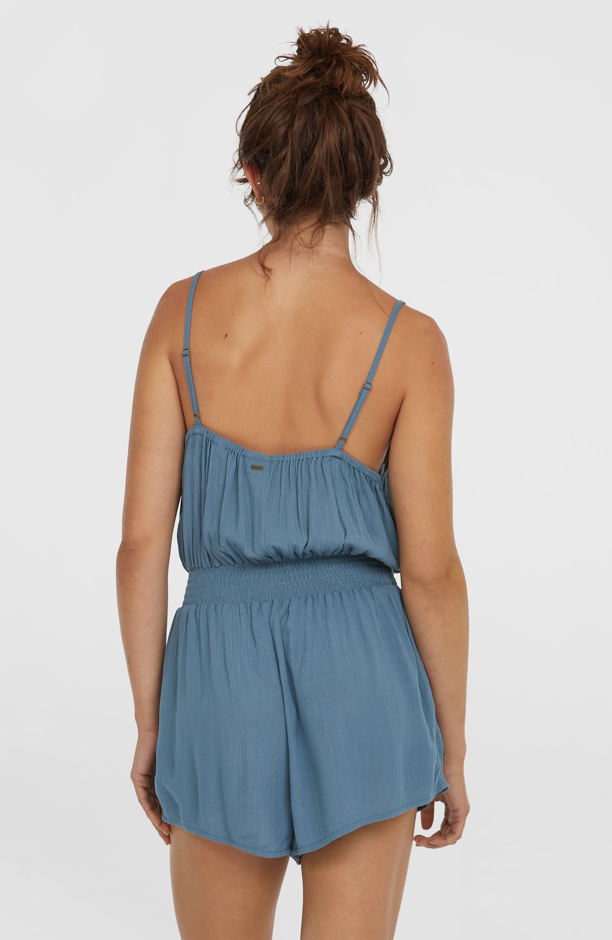 Thin Strap Buttoned Romper | Copen Blue