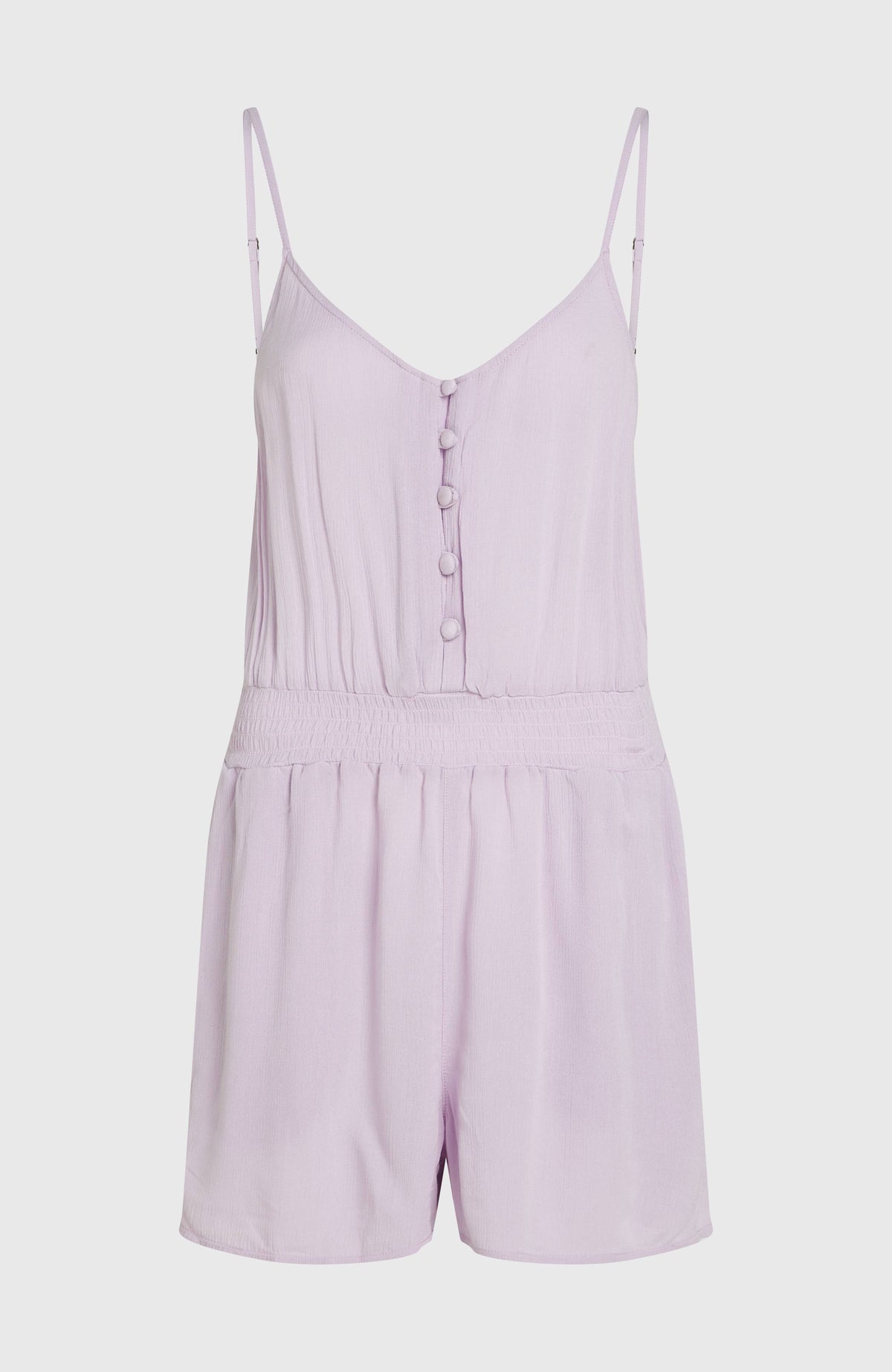 Thin Strap Buttoned Romper | Pale Lavender