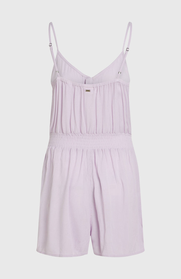 Thin Strap Buttoned Romper | Pale Lavender
