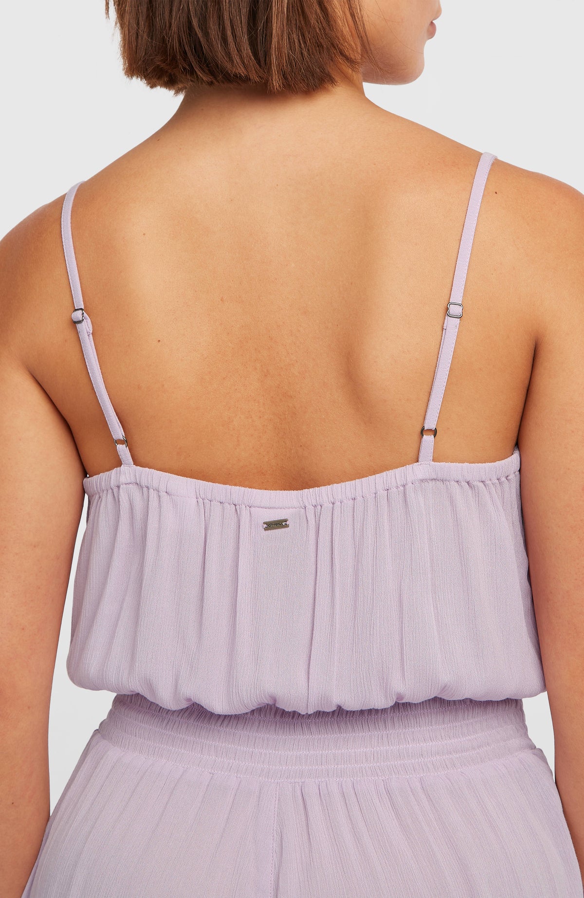 Thin Strap Buttoned Romper | Pale Lavender