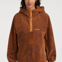 Superfleece Half Zip Hoodie | Brown Flower