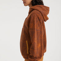 Superfleece Half Zip Hoodie | Brown Flower