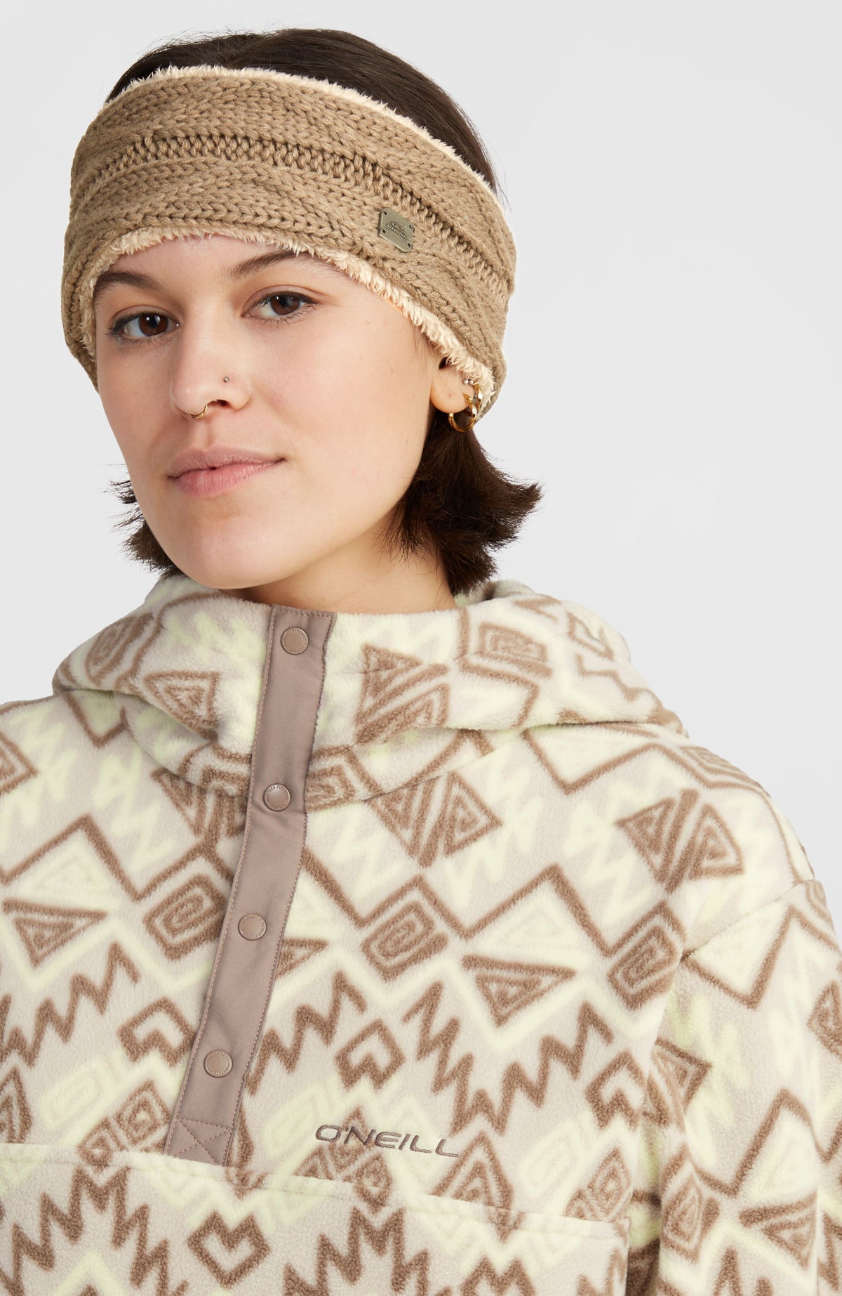 Superfleece Half-Zip Hoodie | Grey Retro Ikat