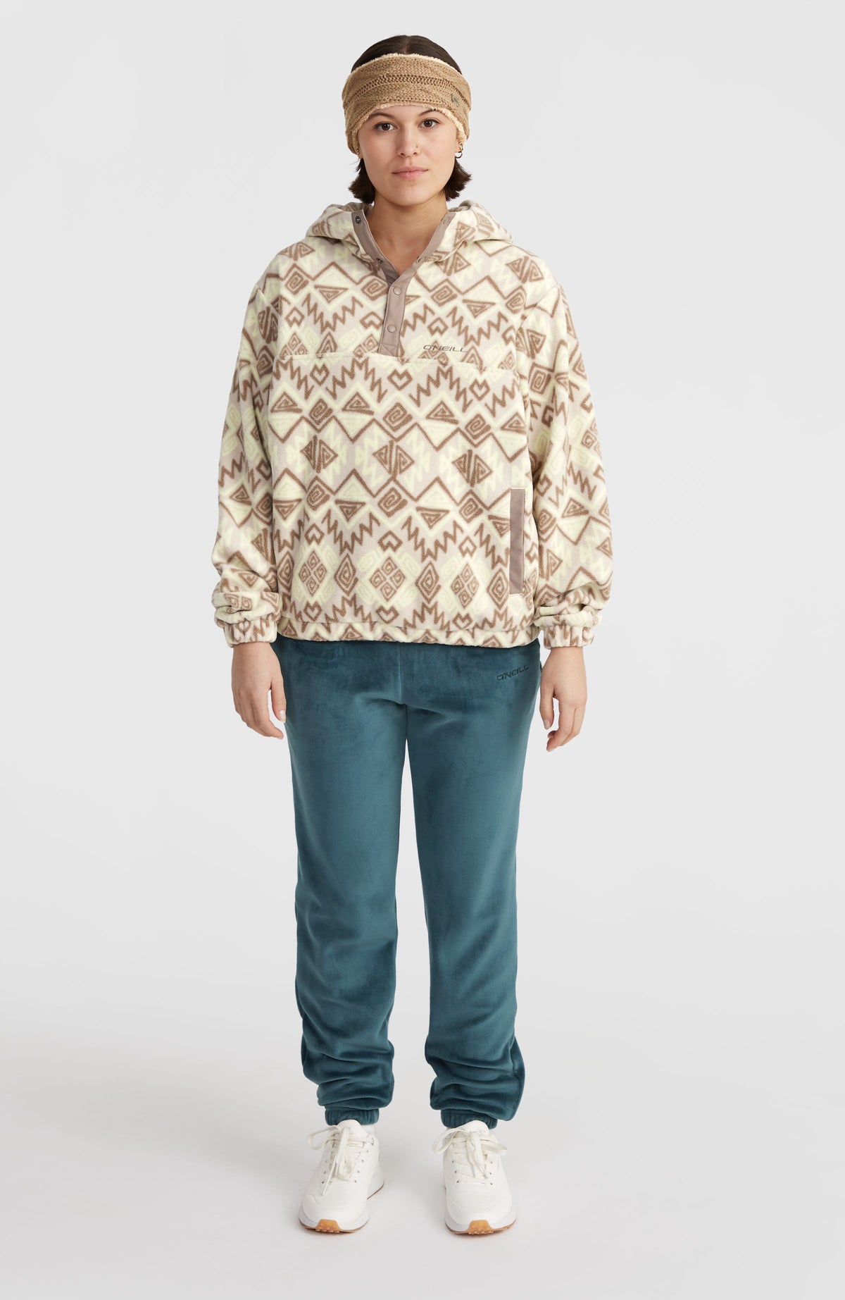 Superfleece Half-Zip Hoodie | Grey Retro Ikat