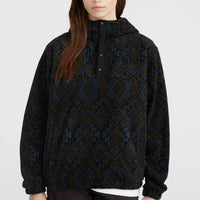 Superfleece Half-Zip Hoodie | Black Retro Ikat