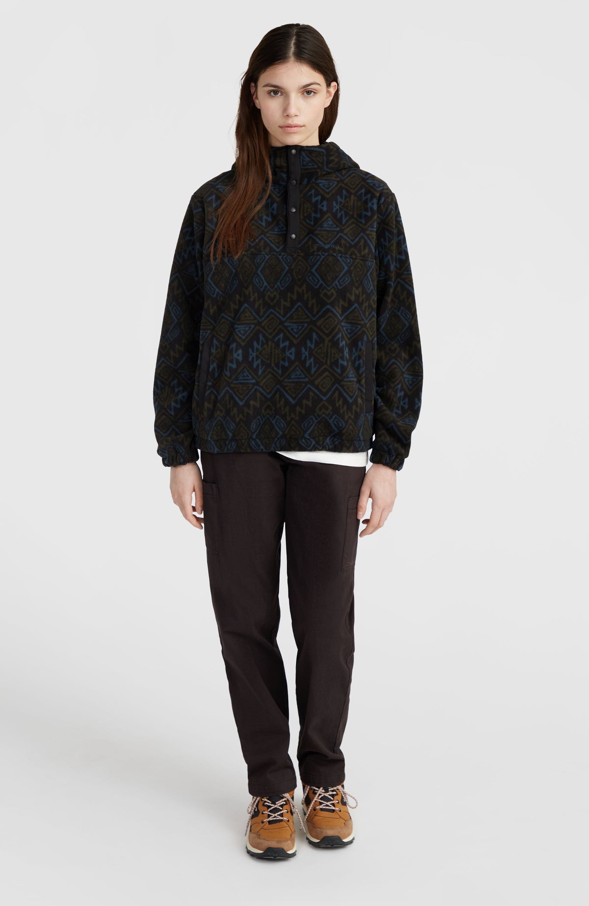 Superfleece Half-Zip Hoodie | Black Retro Ikat