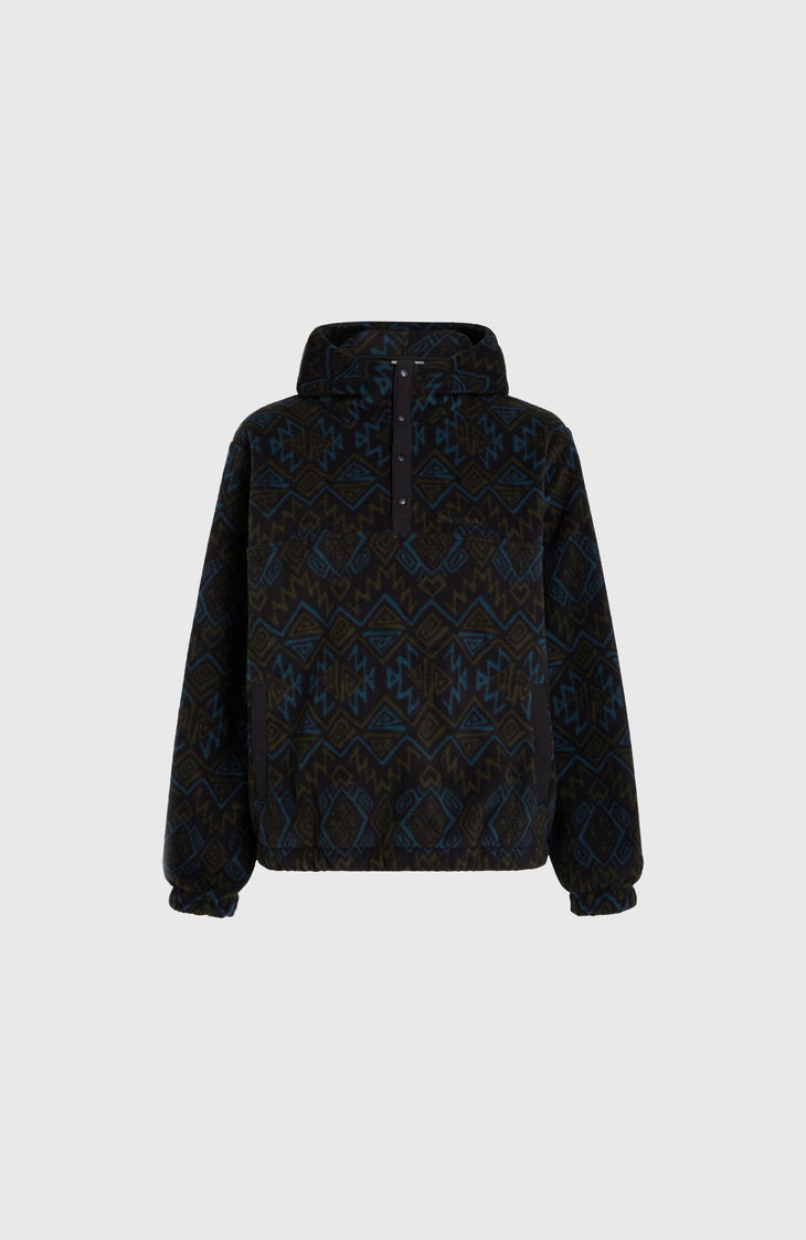 Superfleece Half-Zip Hoodie | Black Retro Ikat