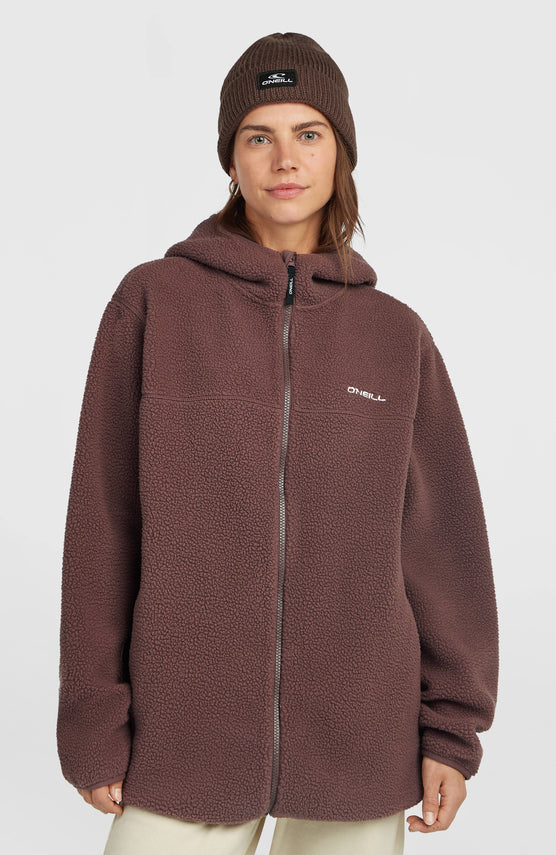 Must-Have Long Full-Zip High-Pile Fleece | Purple Gray