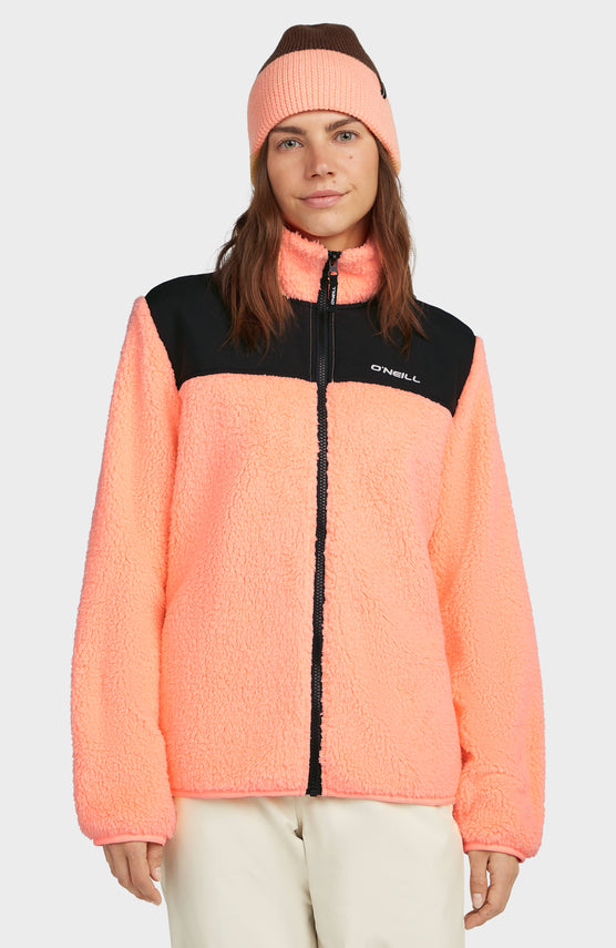 FWC'Cruz Fuzzy Full-Zip Fleece | Funky Peach Colour Block